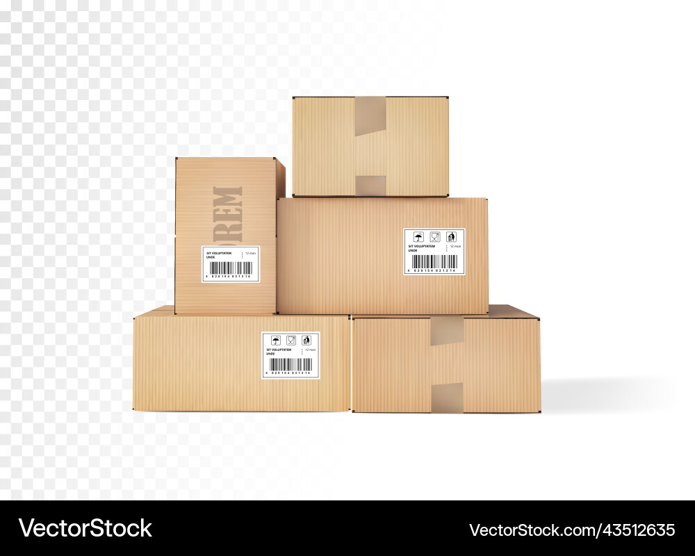 Boxes of various sizes on a t Boxes of various sizes on a t vector image