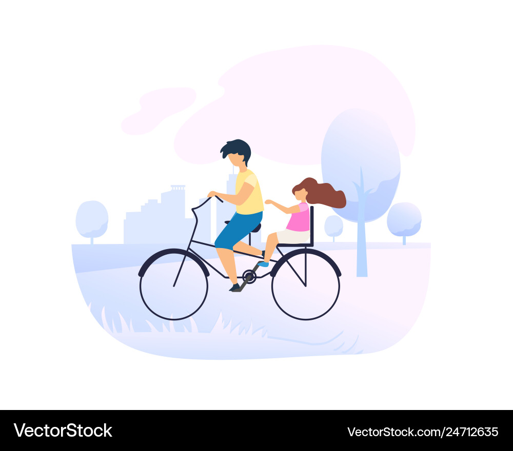 Bruder fährt kleine Schwester auf dem Fahrrad im Stadtpark Bruder fährt kleine Schwester auf dem Fahrrad im Stadtpark vektorbild