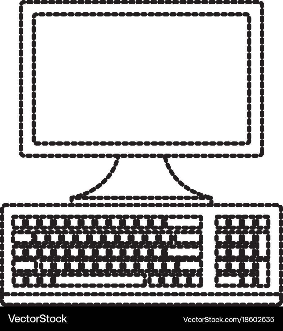 Computer with keyboard Vector Image