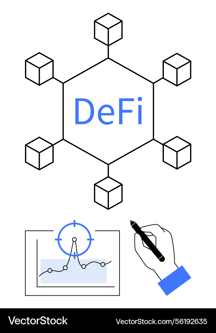 Decentralized finance concept with blockchain Decentralized finance concept with blockchain vector image