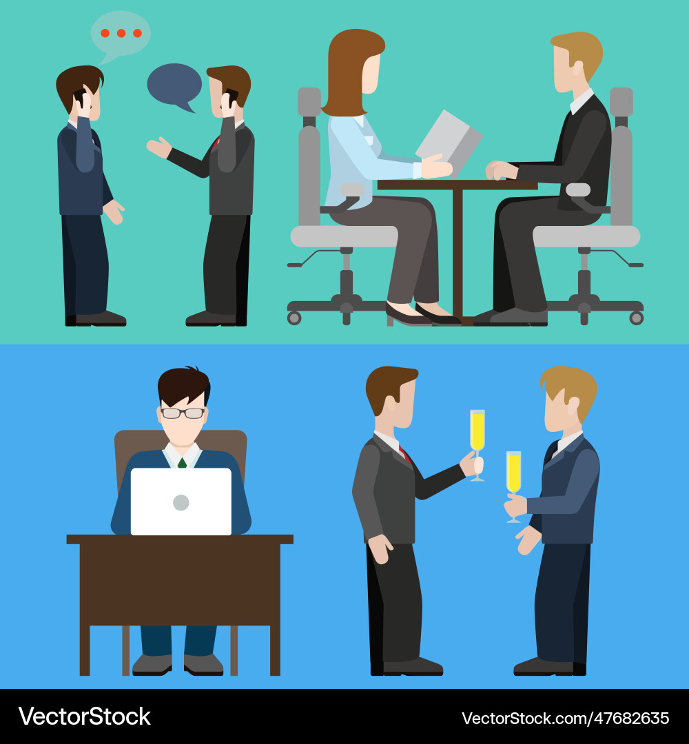 Flat style modern business situations businessmen Flat style modern business situations businessmen vector image
