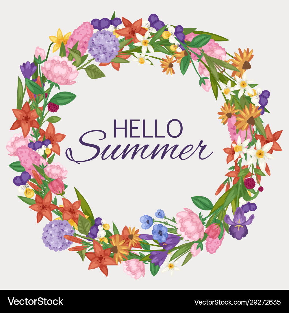 Floral Summer Wreath Vector Image