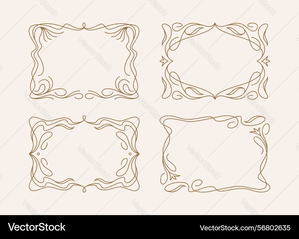 Horizontal ornate frames set in retro style vector image