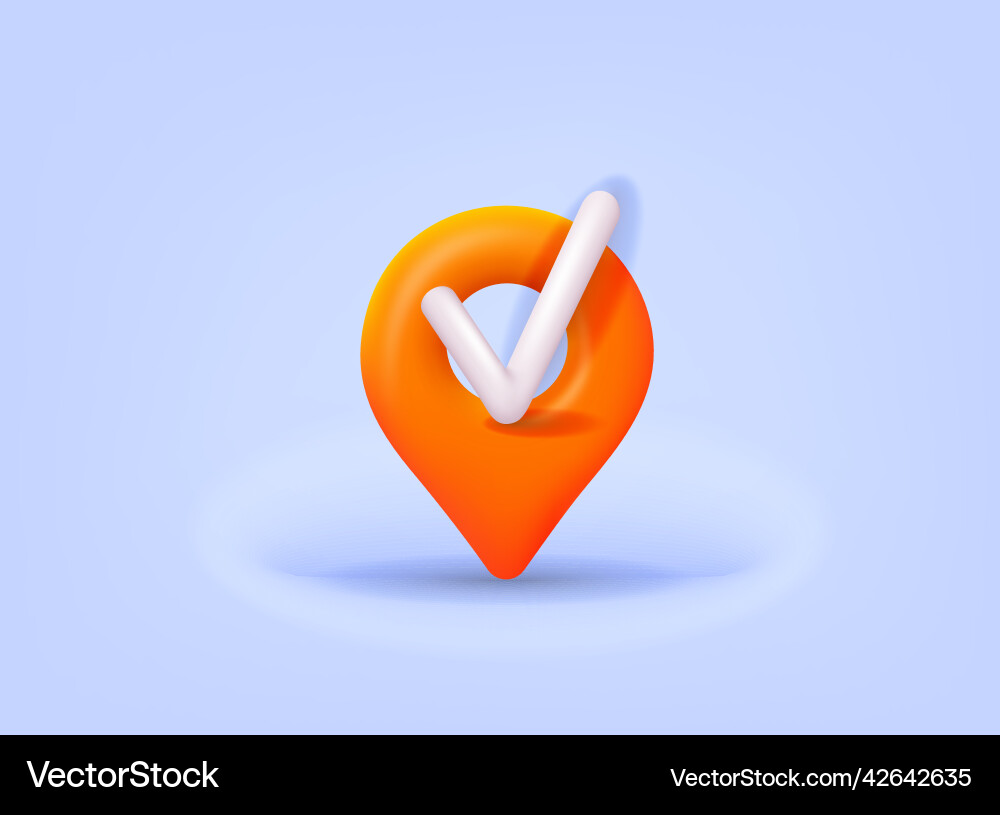 Map pointer with check sign location symbols 3d Map pointer with check sign location symbols 3d vector image