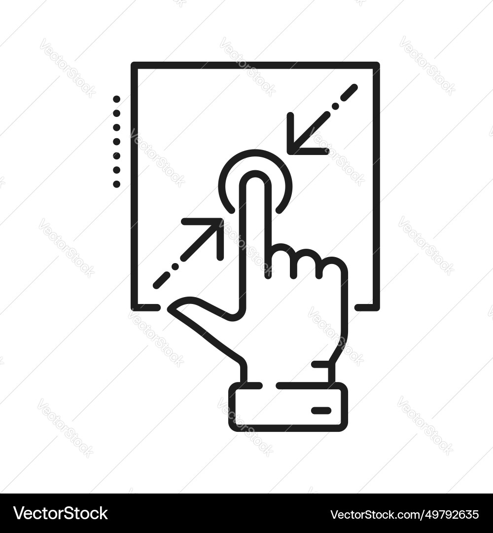 Resize hand gesture increase and reduce button vector image