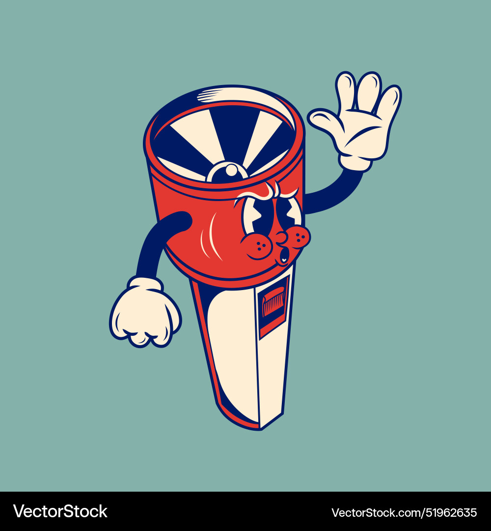 Retro character design of flashlight Vector Image