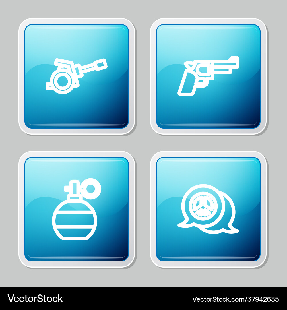 Set line howitzer pistol or gun hand grenade Set line howitzer pistol or gun hand grenade vector image
