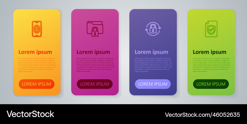 Set line lock contract with shield mobile Set line lock contract with shield mobile vector image