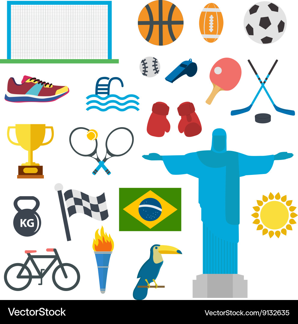 Sport icons set rio brasil games Vector Image