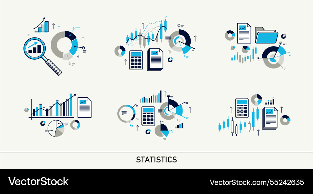 Statistics compositions set detailed of stats Statistics compositions set detailed of stats vector image