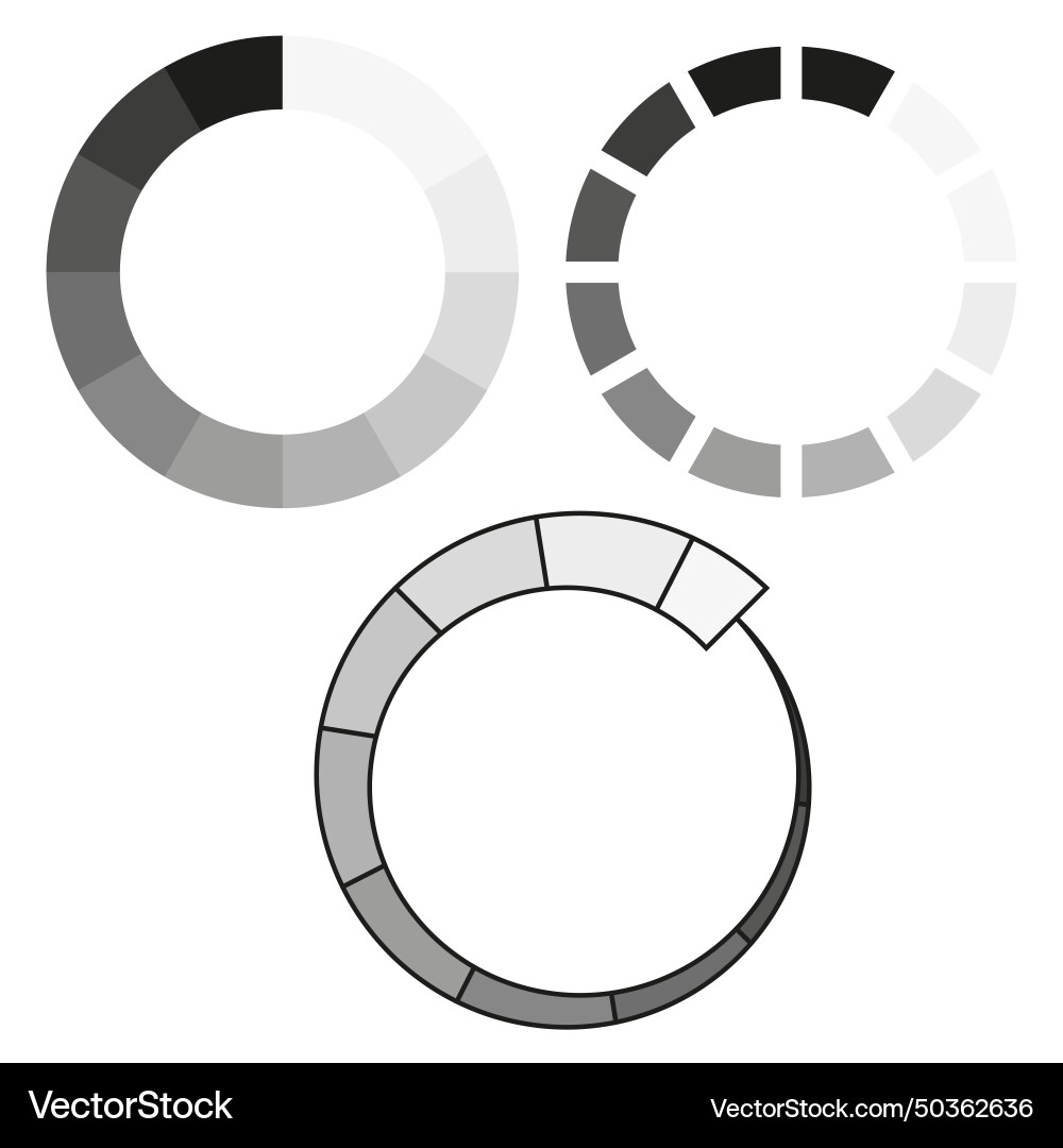 Circular progress indicators segmented loader Circular progress indicators segmented loader vector image