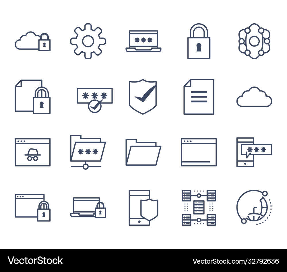 Data line style icon set design vector image