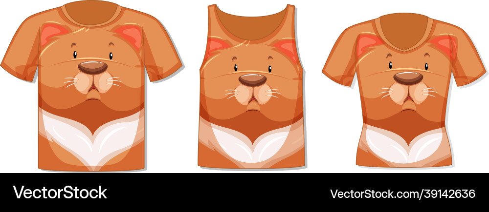 Different types of tops with cat pattern Different types of tops with cat pattern vector image