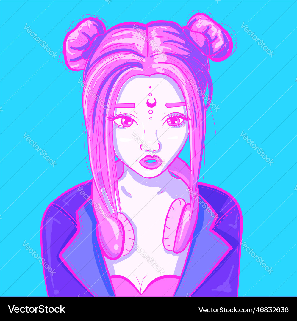 Digital art of a cyber neon woman Digital art of a cyber neon woman vector image