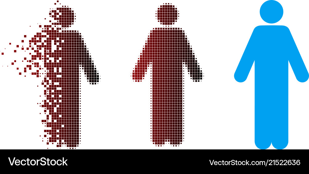 Dissolved pixel halftone man icon Dissolved pixel halftone man icon Vector Image