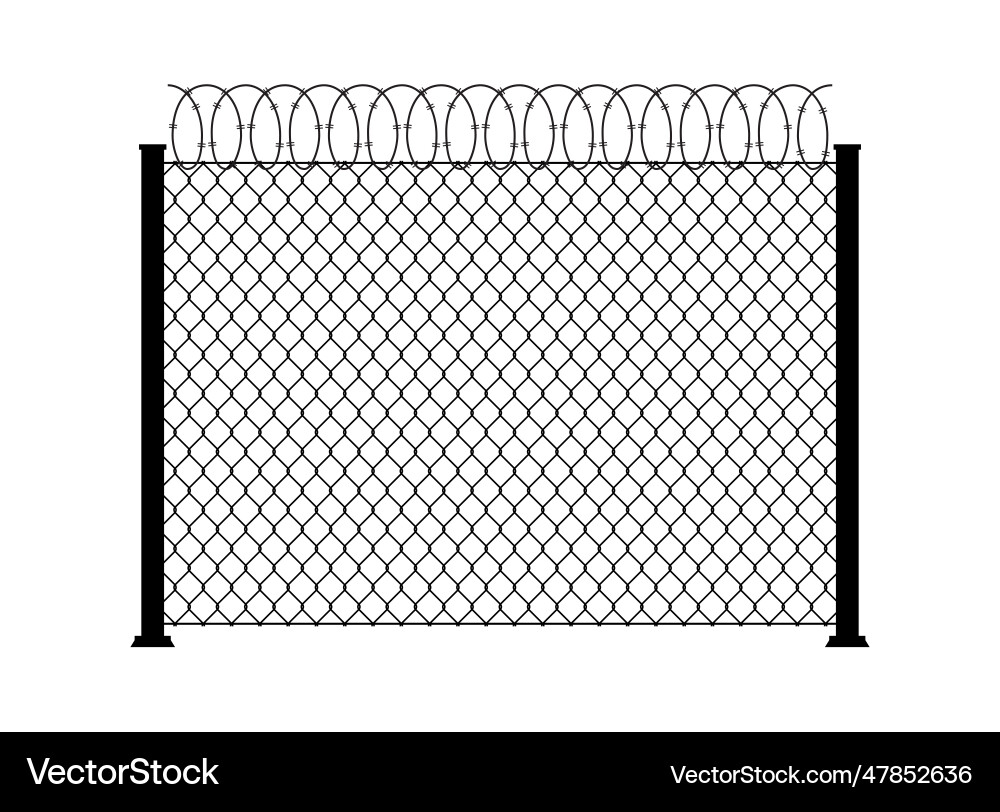 Fence barbed wire metal chain link mesh steel net – Royalty-Free Vector |  VectorStock