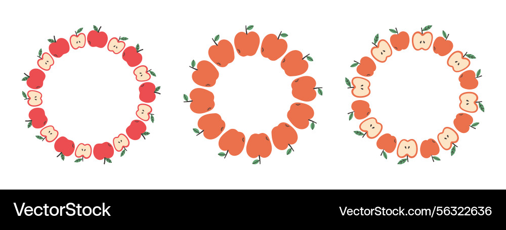 Fruit frame set apple design template copy space Fruit frame set apple design template copy space vector image