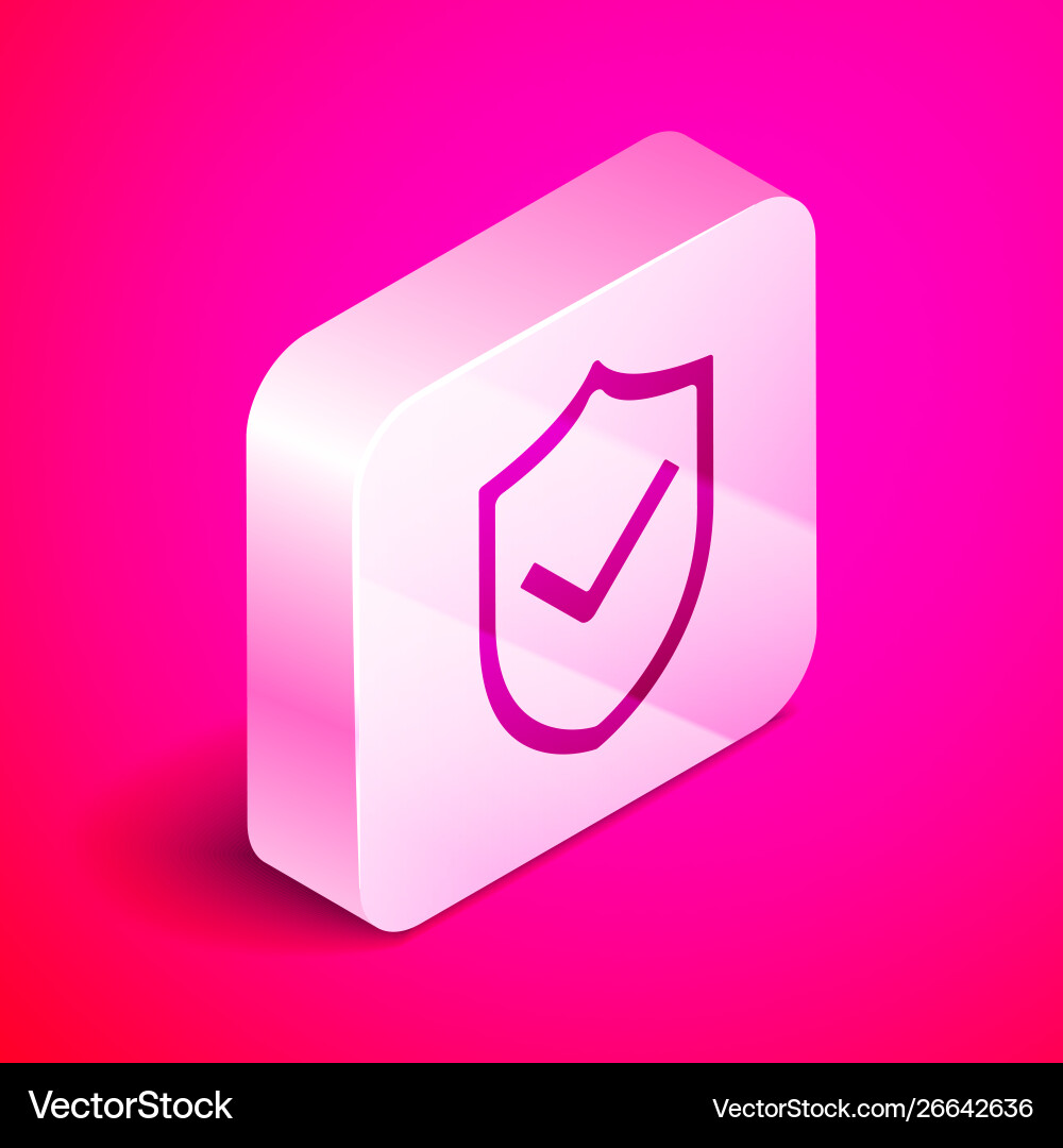 Isometric shield with check mark icon isolated Isometric shield with check mark icon isolated Vector Image