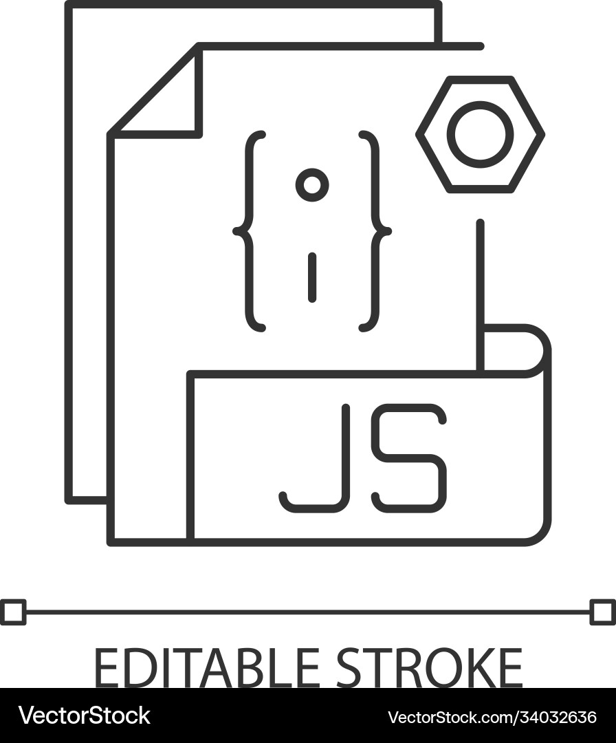 Js file pixel perfect linear icon Js file pixel perfect linear icon vector image