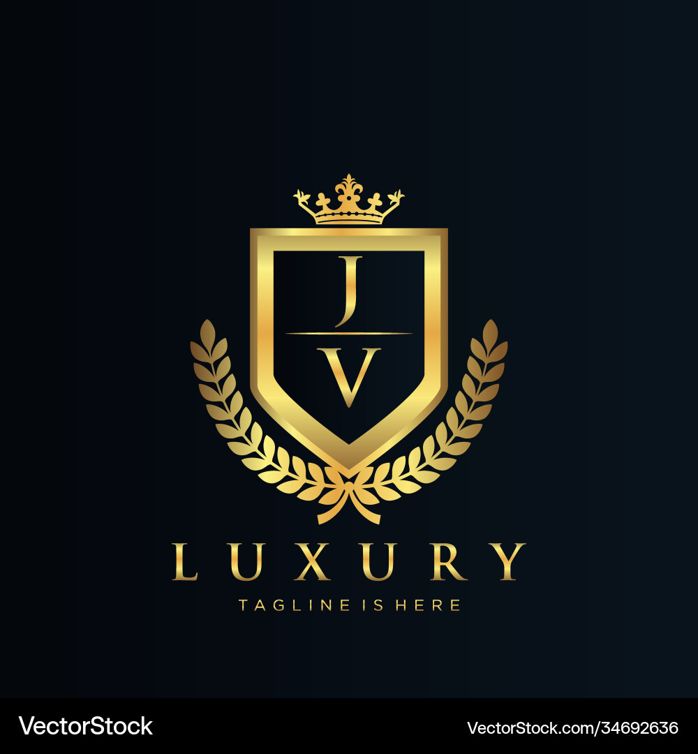 Jv letter initial with royal luxury logo template vector image