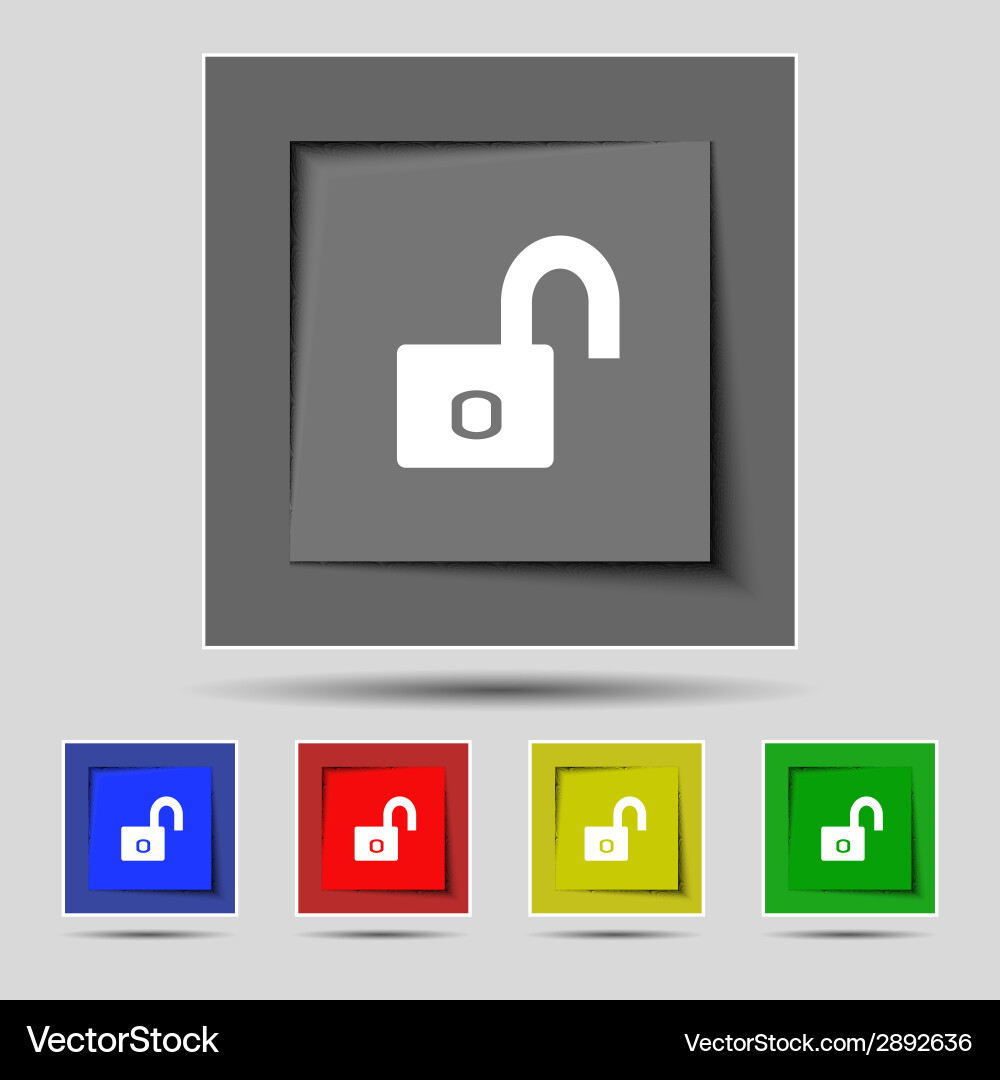 Lock sign icon locker symbol set color buttons vector image