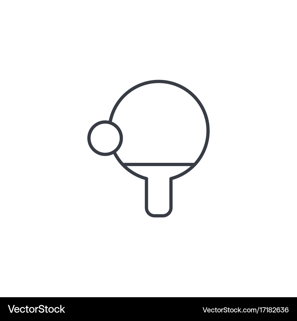 Ping pong racket and ball thin line icon linear vector image