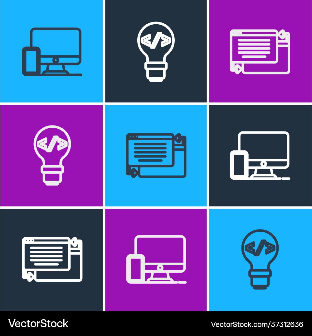 Set line monitor and mobile ui ux design Set line monitor and mobile ui ux design vector image