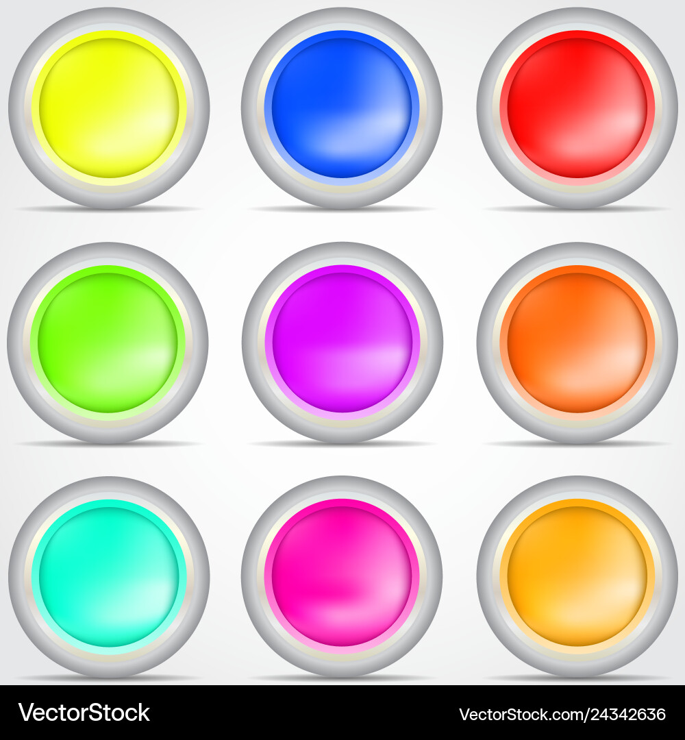 Set of colored buttons with shadow Set of colored buttons with shadow vector image