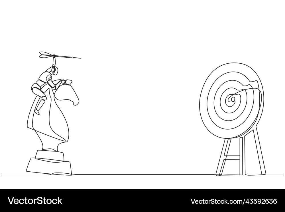 Single continuous line drawing robots holding Single continuous line drawing robots holding vector image