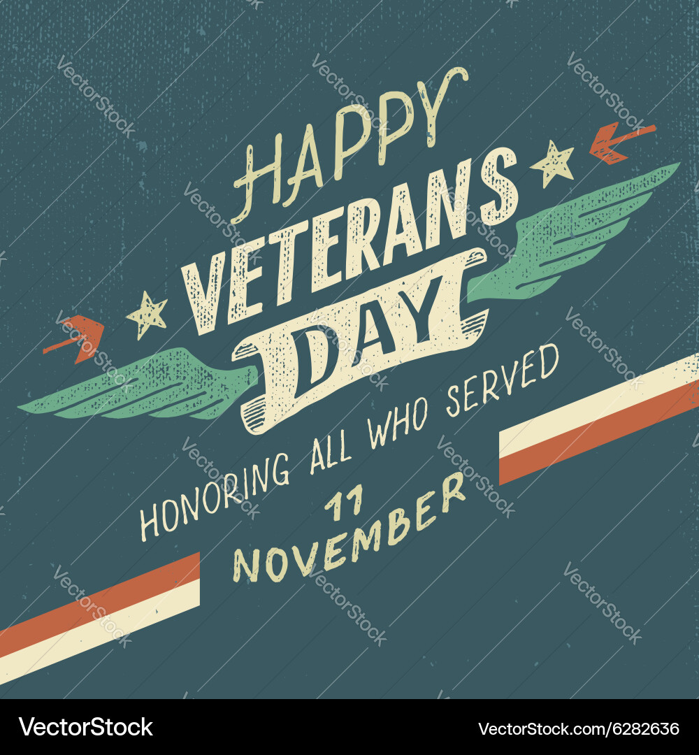 Veterans Day Typography Art vector image