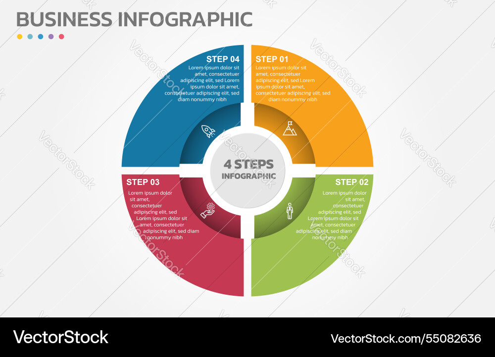 Visual data presentation cycle diagram with 4 Visual data presentation cycle diagram with 4 vector image