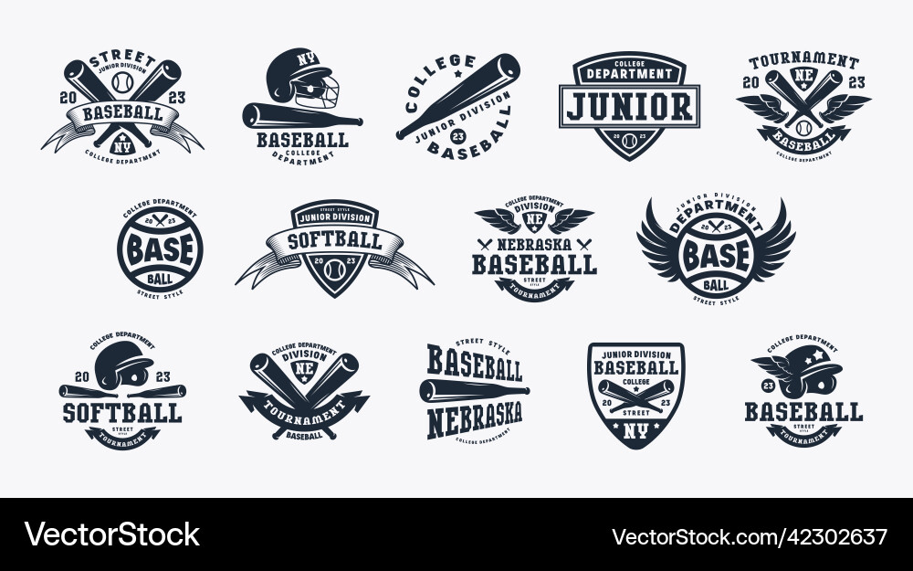 Badges set of softball and baseball tournament Badges set of softball and baseball tournament vector image
