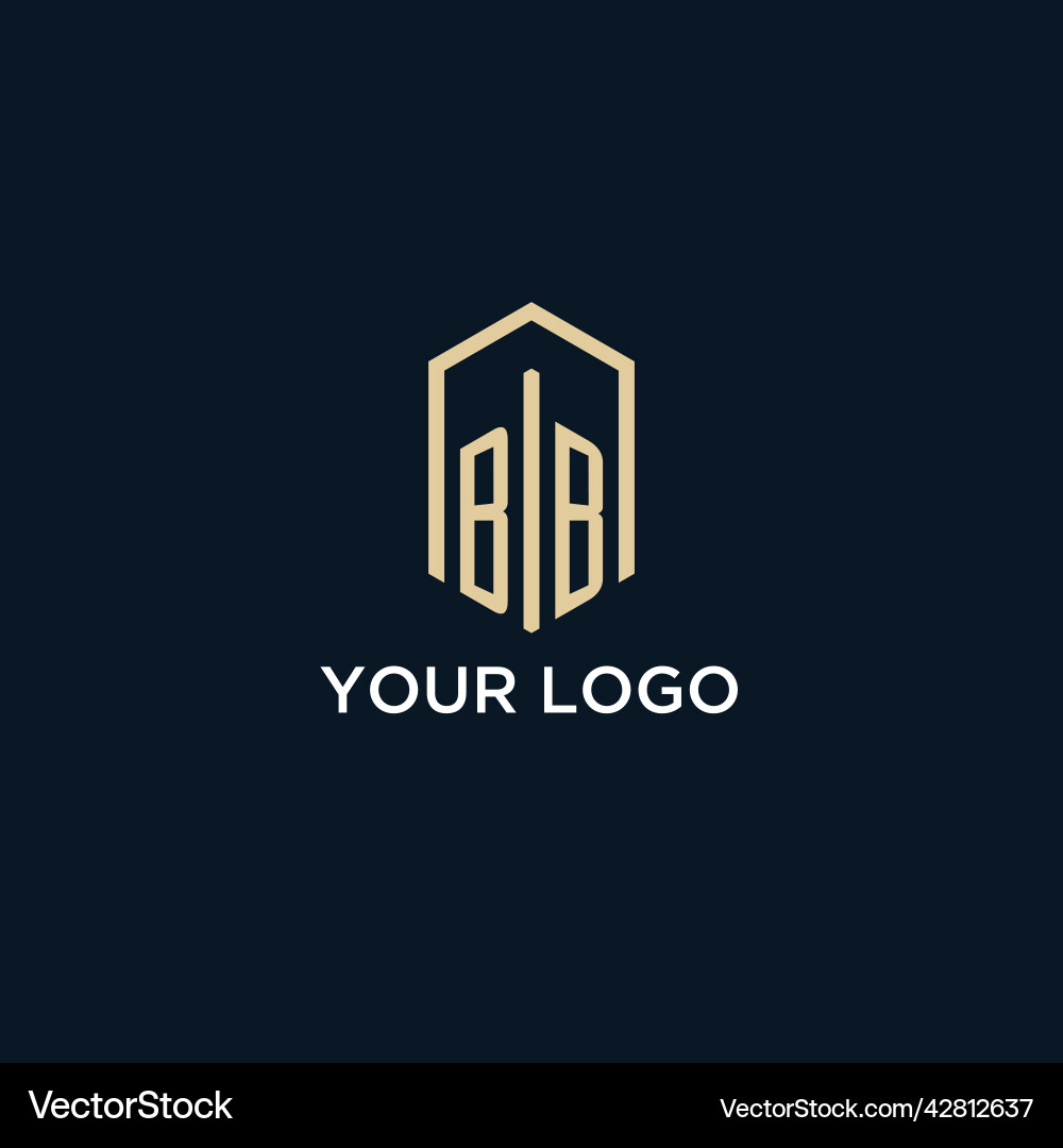 Bb initial monogram logo with hexagonal shape Bb initial monogram logo with hexagonal shape vector image