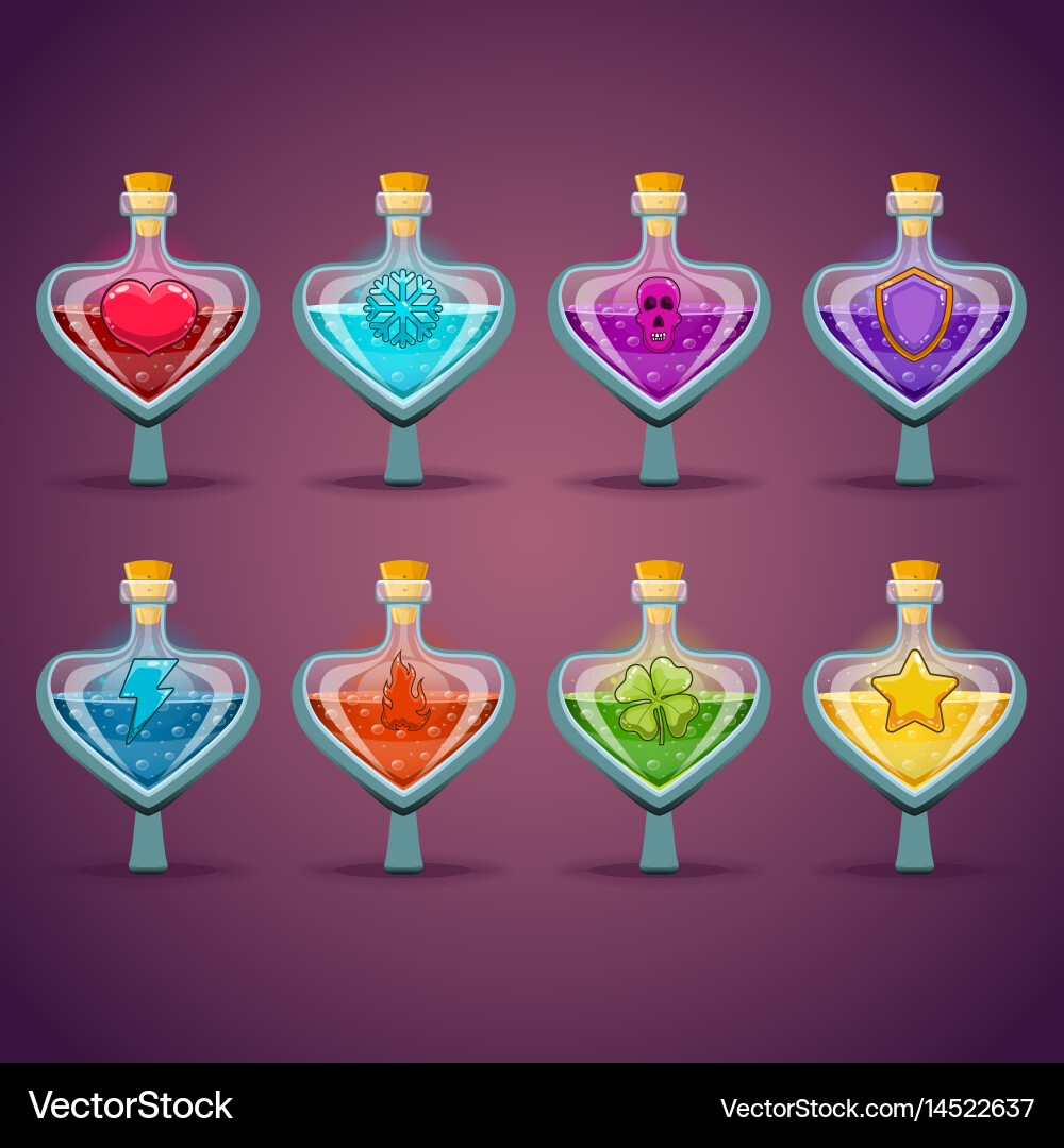 Big set with different magic elixir Vector Image