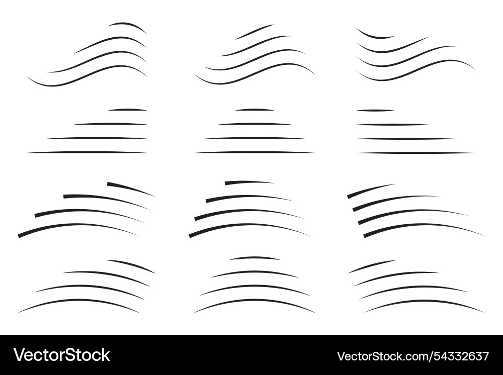 Curved lines set abstract line shapes smooth Vector Image