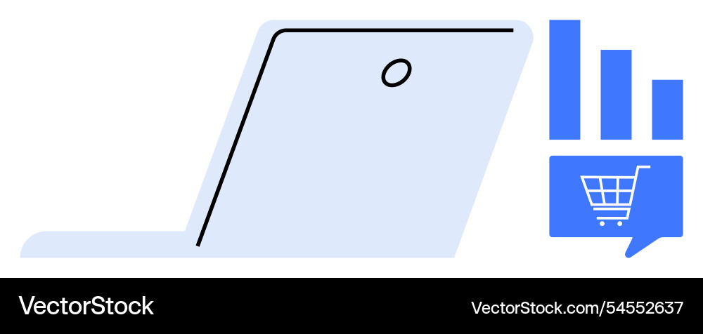 Digital shopping and data analytics with laptop Digital shopping and data analytics with laptop vector image