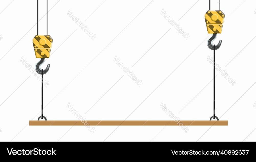 Empty platform hangs on hooks of the cranes vector image