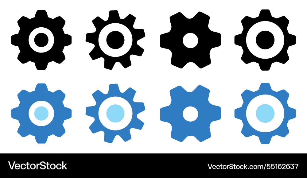 Gears icon set setting collection Vector Image