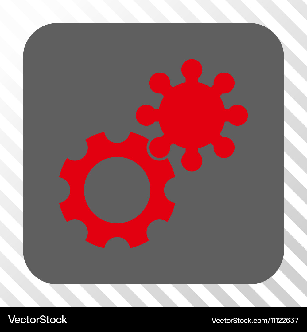 Gears rounded square button vector image