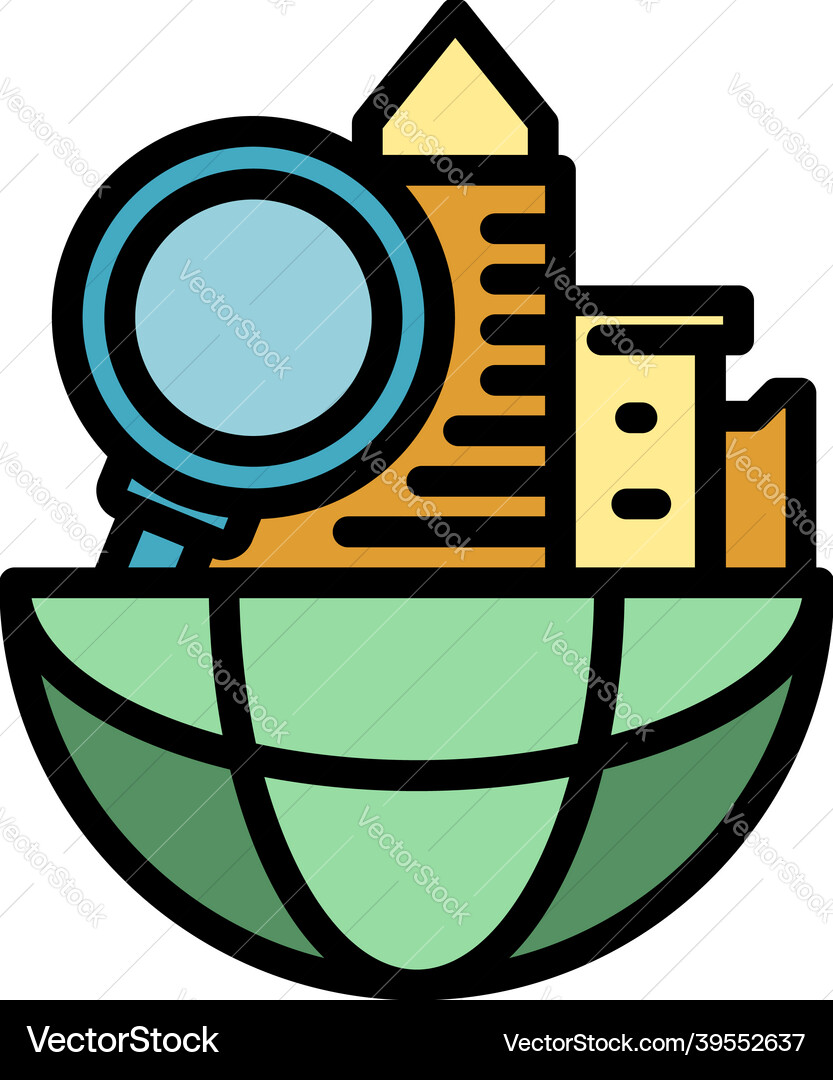 Global search restructuring icon color outline Global search restructuring icon color outline Vector Image
