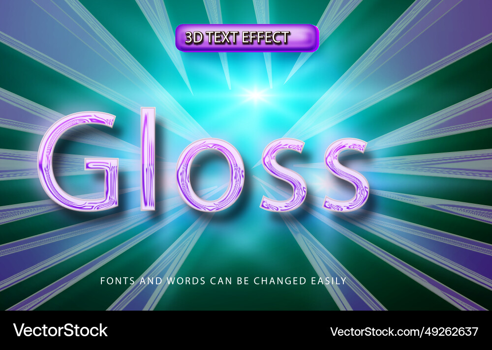 Gloss 3d text effect style vector image