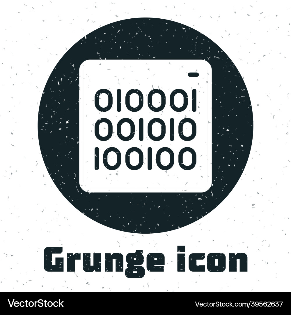 Grunge binary code icon isolated on white Grunge binary code icon isolated on white vector image