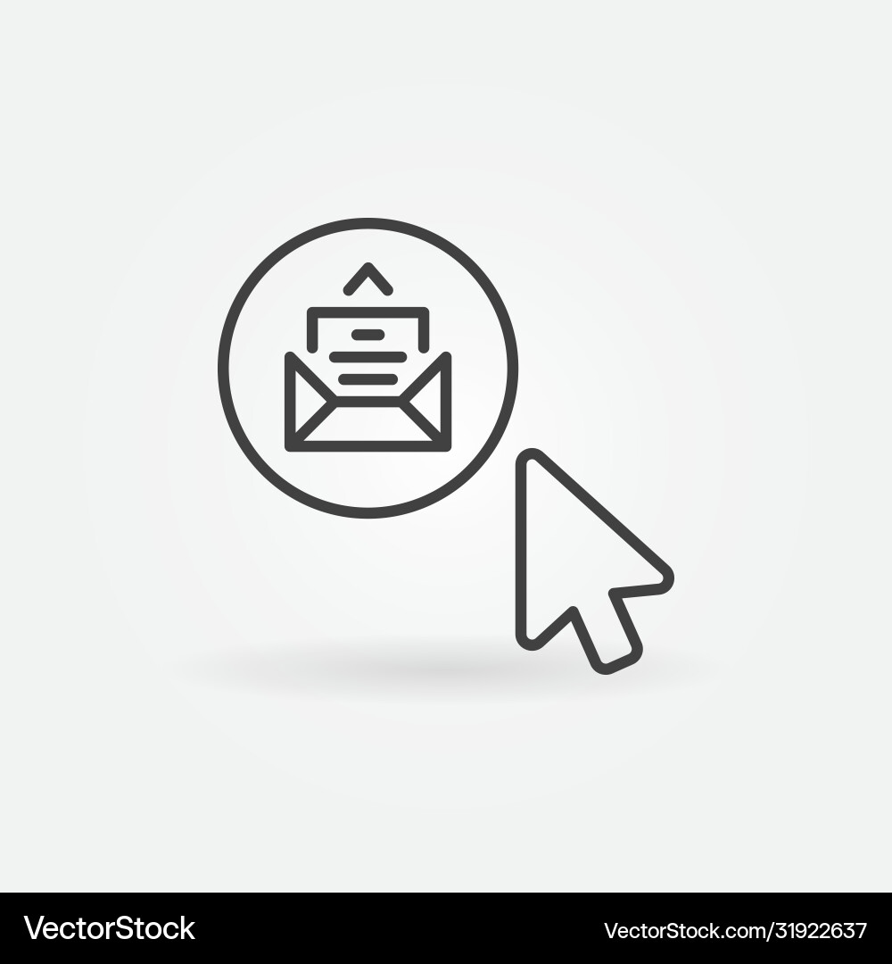 Mouse click on e-mail button outline Mouse click on e-mail button outline vector image