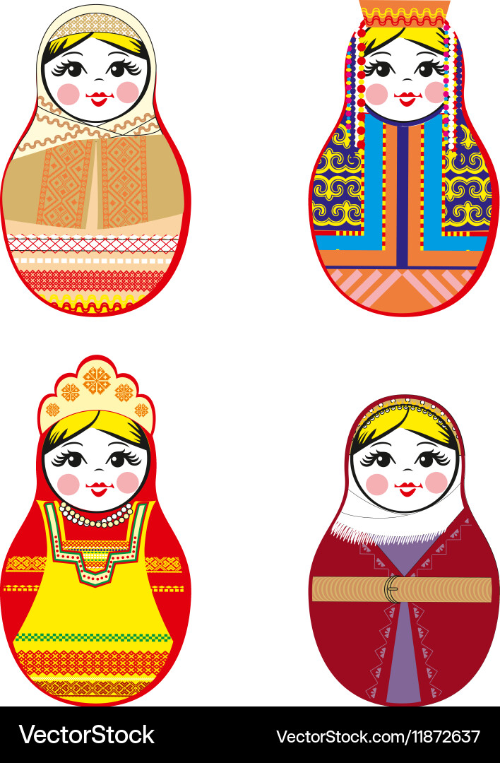 Nested dolls set matryoshka with different vector image