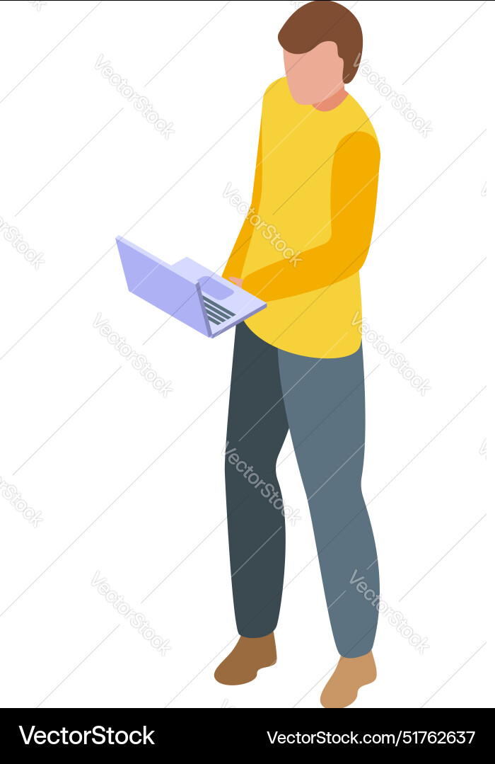 Programmer working on software using laptop Programmer working on software using laptop Vector Image