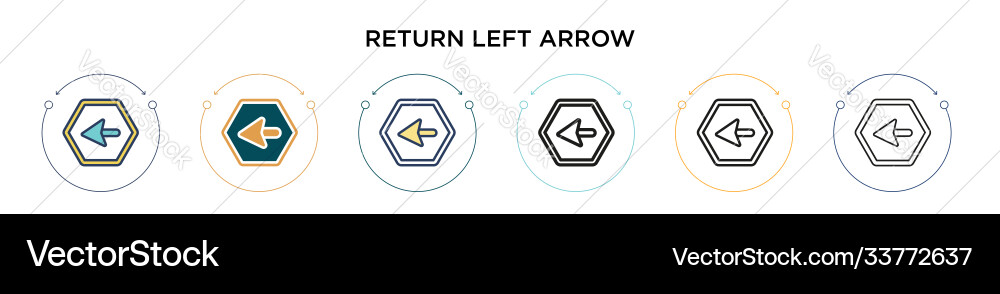 Return left arrow icon in filled thin line Return left arrow icon in filled thin line Vector Image