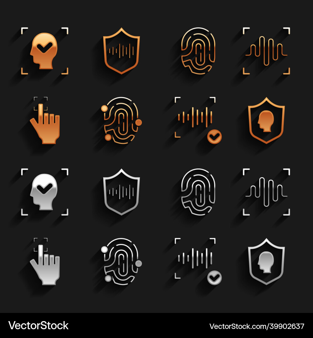 Set fingerprint voice recognition user Set fingerprint voice recognition user vector image
