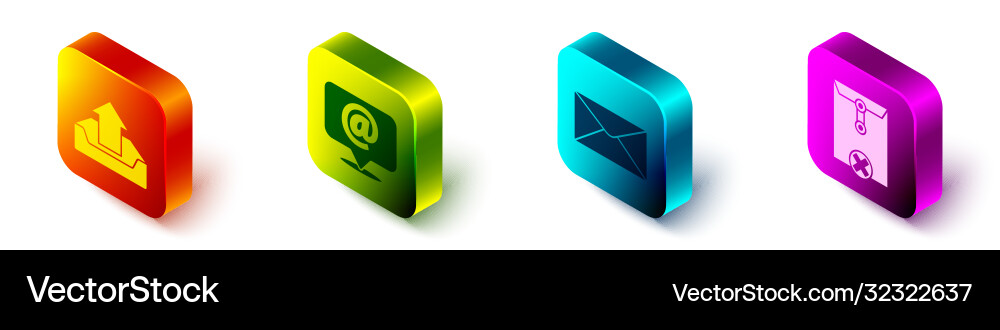 Set isometric upload inbox mail and e-mail Set isometric upload inbox mail and e-mail vector image