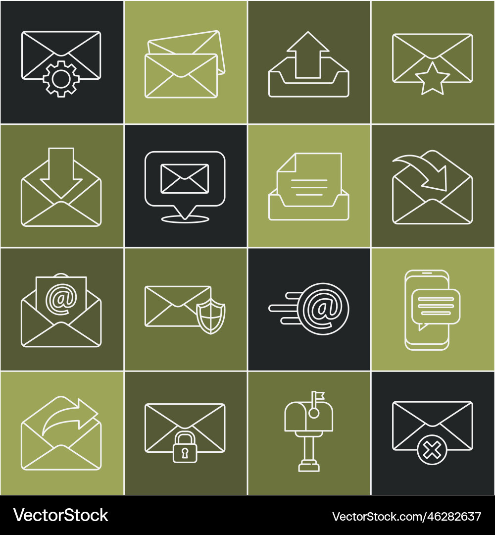 Set line delete envelope chat messages Set line delete envelope chat messages vector image