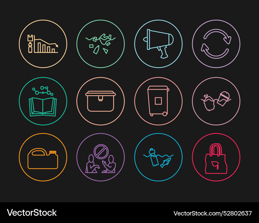 Set line shopping bag with recycle problem Set line shopping bag with recycle problem vector image